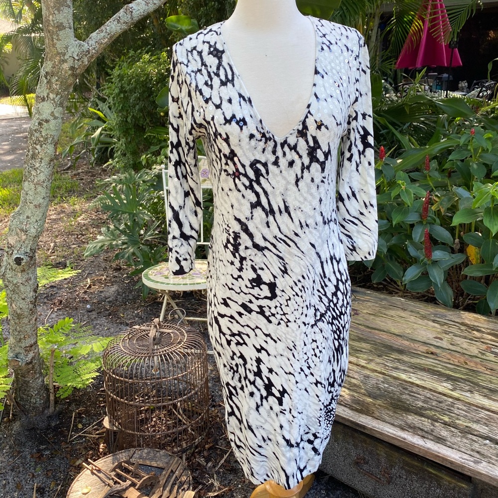 Vintage Bluemarine stunning knit animal print dress L